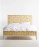 Indian Hand Carved Solid Wood King Size Bed Natural 126